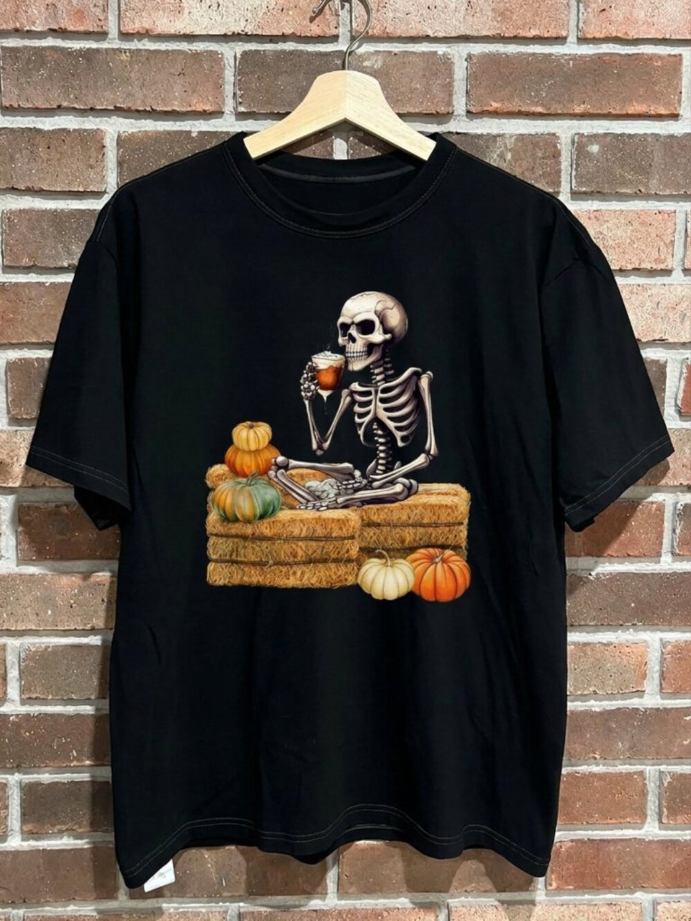 Funny Skeleton Drinking Coffee Tee Shirt Gift Unisex T-Shirt